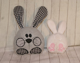 Bunny Rabbit 3D Butt and Head Applique Pillow Stuffie Plush Machine Embroidery Design ITH In The Hoop 4 Sizes