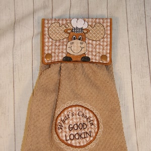 Moose Chef Towel Topper Holder Machine Embroidery Digital Design 5x7