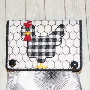 Chicken Plaid Towel Topper Holder Machine Embroidery Digital Design 5x7