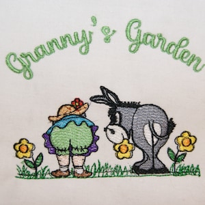 Grannys Garden Donkey Embroidery Digital Design