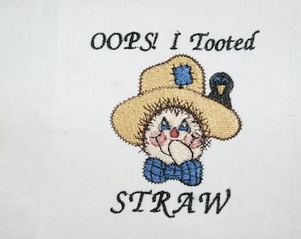 Toilet Paper Design Scarecrow Tooted Sraw Toilet Paper Design and or Towel or other projects Embroidery Digital Design 4x4 and 5x7