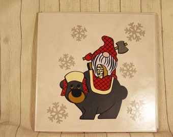 Gnome Riding Bear SVG jpg png pdf Digital Download Cutting or Print and Cut Designs