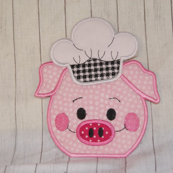 Piglet Chef APPLIQUE Machine Embroidery Design 3 Sizes