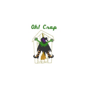 Toilet Paper Design Witch crashing into outhouse Oh Crap Flying Embroidery Digital Design Towel 4x4 5x7 Bathroom Decoration Halloween image 3