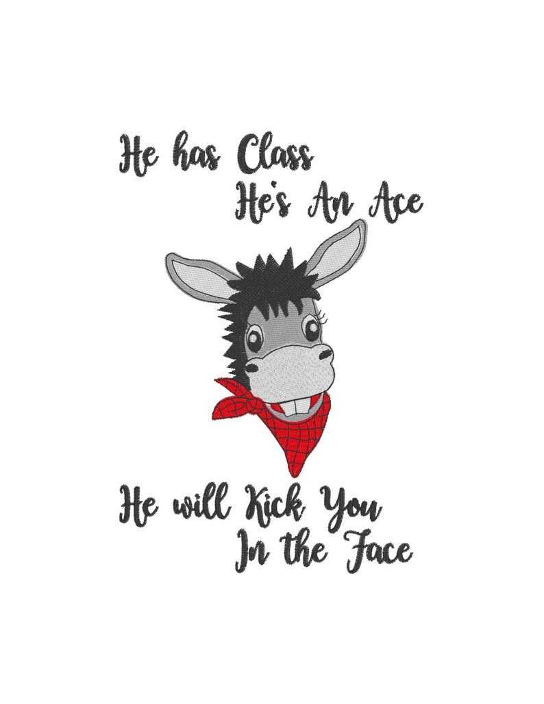 Donkey Girl andor Boy 2 Files l kick you in the face Filled Embroidery Digital Design 4x4 5x7 Floral Roses Headband