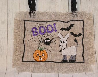 Esel Spooky Halloween Stickdatei Spinnennetz Boo 3 Größen ab 5x7 Fledermäuse Kürbis