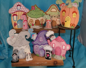 ITH Gnome Village House Cottage Set for Light Cover Size 5x7 In The Hoop Embroidery Design
