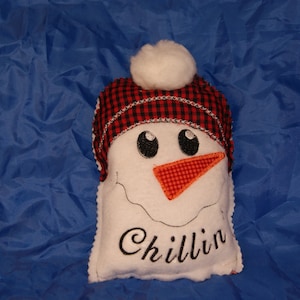 Embroidery Snowman Rice Pack Cover and Heat Pack, Aromatherapy, Bean Bag, 5x7 Size Only