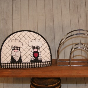 Gnomes Kitchen Couple Napkin Holder Cover = Machine Embroidery Design 5x7