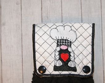Gnome Kitchen Girl Towel Topper Machine Embroidery Digital Design 4x4