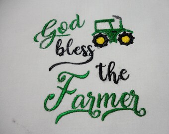 Toilet Paper Design God Bless The Farmer Embroidery Digital Design 4x4 5x7 Red Blue Green Tractor