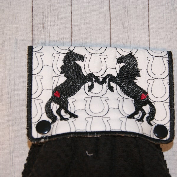 Chevaux Deux Serviettes Topper Machine Broderie Design Numérique 5x7