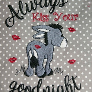 Esel küssen immer Ihren Esel Goodnight gefüllt Embroidery Digital Design 4x4 5x7