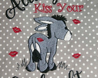 Donkey Always Kiss Your Donkey Goodnight Filled Embroidery Digital Design 4x4 5x7