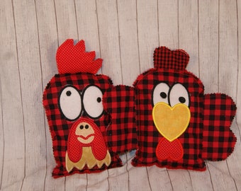 Chicken and Rooster Set Boo Boo Rice Heat Pack or Cover for Rice Pack Aromatherapy, Scented Critter Embroidery Digital Design 5x7 Only