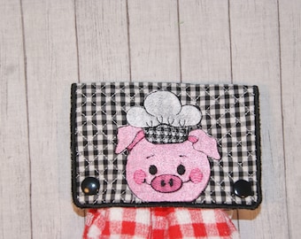 Piglet Kitchen Chef Towel Topper Machine Embroidery Digital Design 5x7