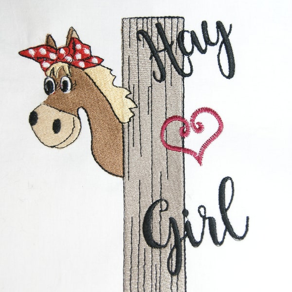 Horse Hay Girl Hay Bandana Headband Hanky Hankerchief Filled Embroidery Digital Design 4x4 5x7 Pony