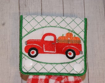 Truck Pumpkins Towel Holder Topper Machine Embroidery Digital Design 4x4