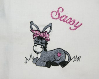 Sassy Girl Bandana Donkey filled Embroidery Digital Design 5x7 4x4 Sizes