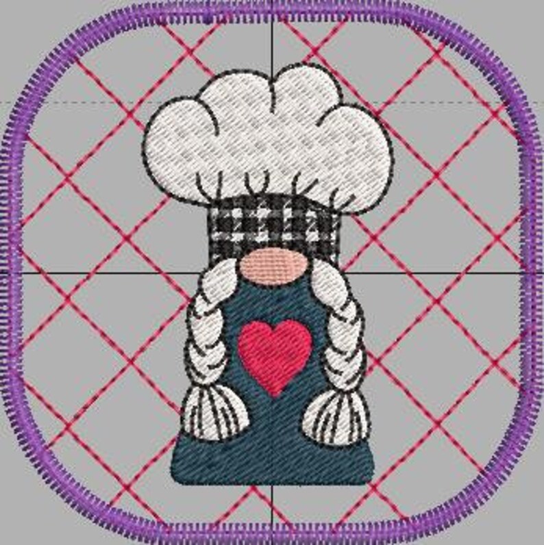 Gnome kitchen set chef embroidery digital design magnet  etsy