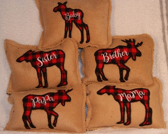 Embroidery Moose Mama Papa Family Rice Pack Cover and Heat Pack, Aromatherapy, Bean Bag, 5x7 Size Only