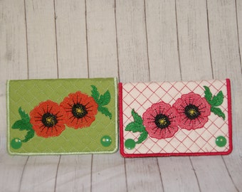 Poppy Flowers Towel Topper Machine Embroidery Digital Design 5x7