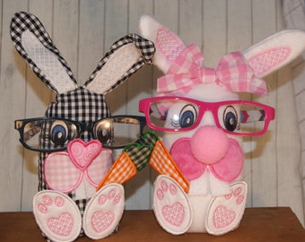 Bunny Rabbit Glasses Holder Sunglasses Stuffie Plush 5x7 Machine Embroidery Design ITH In The Hoop
