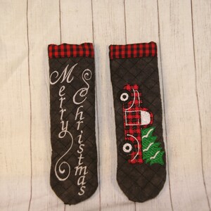 Truck Plaid Merry Christmas Skillet Pan Handle Sleeve Pot Holder Requires 5x7
