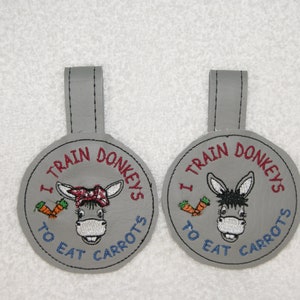 Vinyl Key Fob I Train Donkeys To Eat Carrots Girl Bandana Boy Embroidery Digital Desgin 5x7 4x4