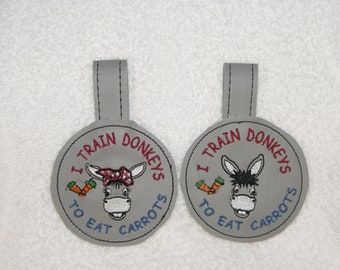 Vinyl Key Fob I Train Donkeys To Eat Carrots Girl Bandana Boy Embroidery Digital Desgin 5x7 4x4