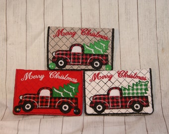 Truck Plaid Christmas Tree Towel Topper Machine Embroidery Digital Design 5x7