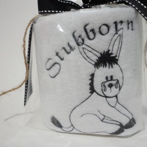 Toilet Paper Design Stubborn Sitting Donkey Embroidery Design Toilet Paper and Towel Digital