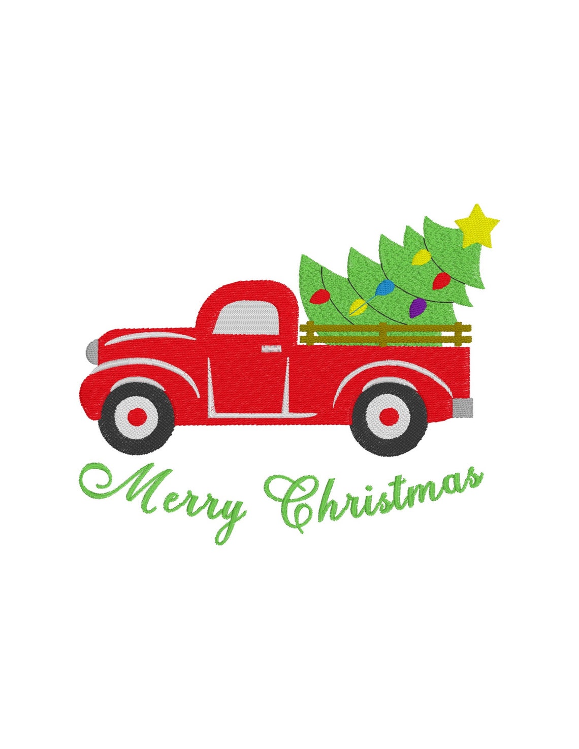 Red Truck Merry Christmas With Tree and Lights Filled With 4x4 Etsy
