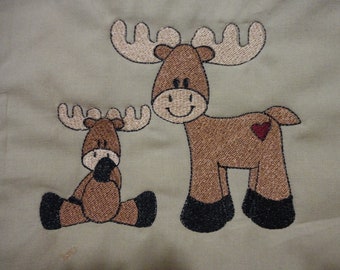 Mama Baby Moose Embroidery Digital Design 4x4 5x7