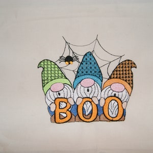 Gnome Boo Trio Halloween  Embroidery Digital Design  4x4 5x7
