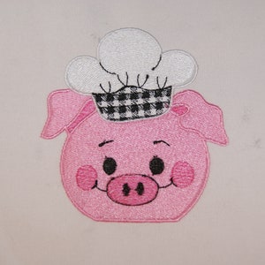 Piglet Chef FILLED Machine Embroidery Design 2 Sizes