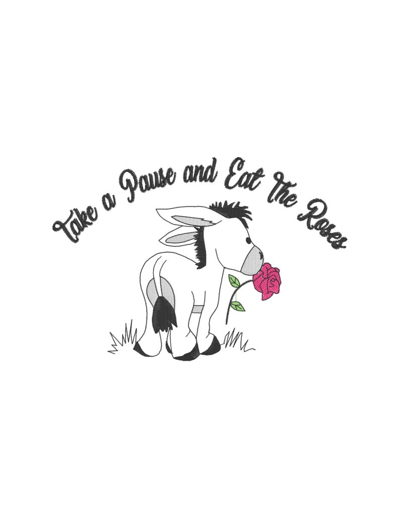 Donkey Eating Rose and Enjoy the Roses Take Time Pause Etsy