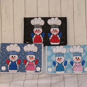 Snowman Couple Boy and Girl Towel Topper Machine Embroidery Digital Design 5x7