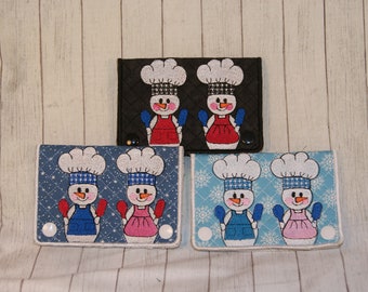Snowman Couple Boy and Girl Towel Topper Machine Embroidery Digital Design 5x7