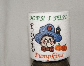 Scarecrow Toilet Paper Embroidery Design Scarecrow I just pooted pumpkins 4x4 5x7  Digital Designs