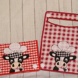 Cow Chef Towel Topper Holder Machine Embroidery Digital Design 5x7