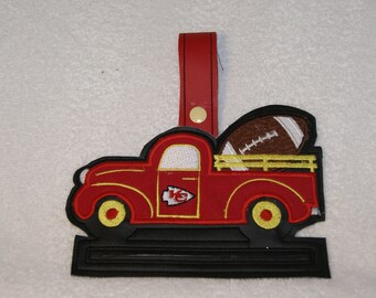Towel Holder Truck Sports Team Logo Football Applique Towel Holder Embroidery Digital Design Logo not included