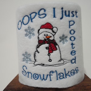 Pupazzo di neve carta igienica ricamo design Pooted OOPS ho appena pooted fiocchi di neve pupazzo di neve Natale design digitale 4x4 5x7