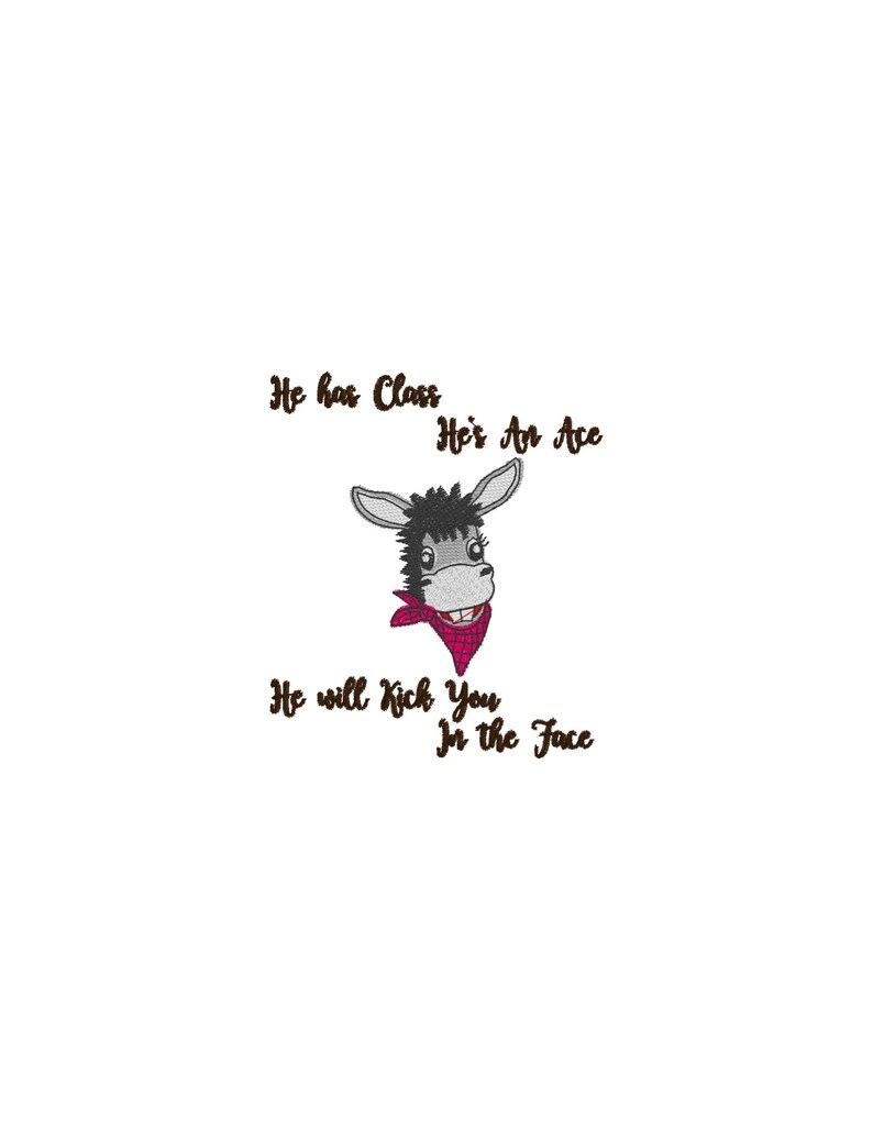 Donkey Girl andor Boy 2 Files l kick you in the face Filled Embroidery Digital Design 4x4 5x7 Floral Roses Headband