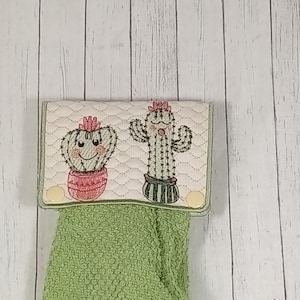Cactus Faces Towel Holder Topper Machine Embroidery Digital Design 5x7