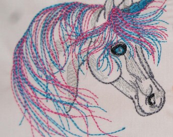Unicorn Sketch Embroidery Digital Design 4x4 5x7