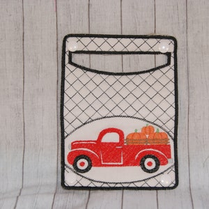 Truck Pumpkins Towel Holder Topper Machine Embroidery Digital Design 5x7