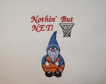 Basketball Gnome Toilet Paper Embroidery Design Towels Nothin But Net 4x4 5x7