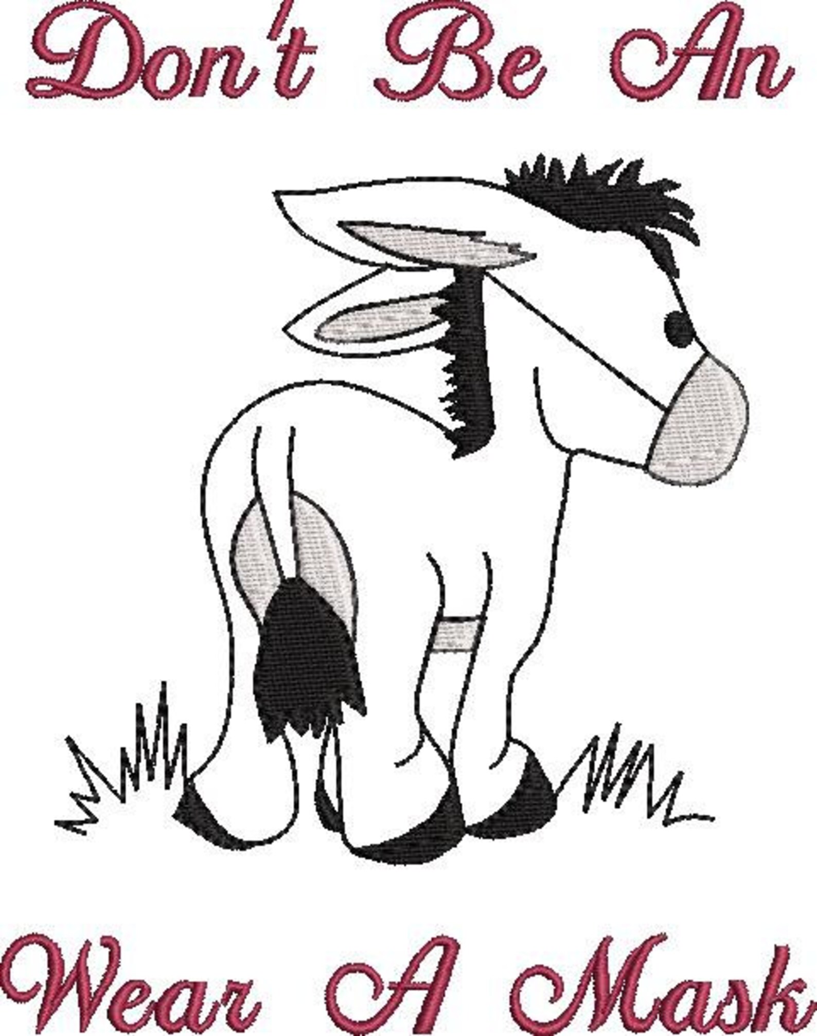 Esel Umriss Stickerei Design nicht ein tragen eine Maske 4 x 4 - Etsy