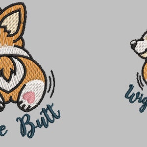 Bordado Dog Corgi Wiggle Butt Design Digital 2x2 3x3